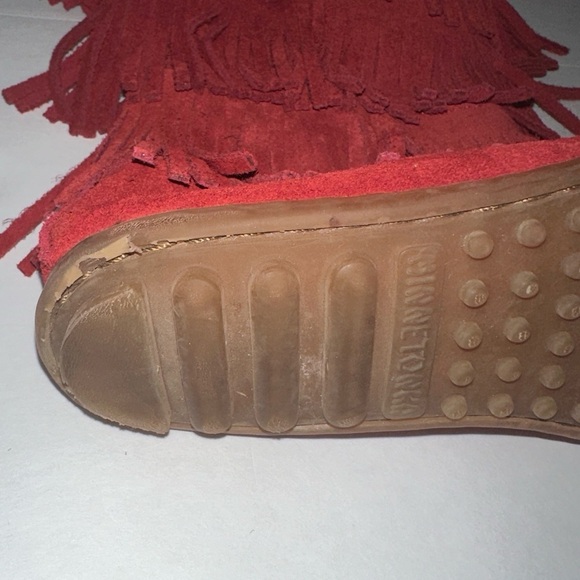 Girl’s Red Suede 3 Layer Fringe Boot - Picture 5 of 9